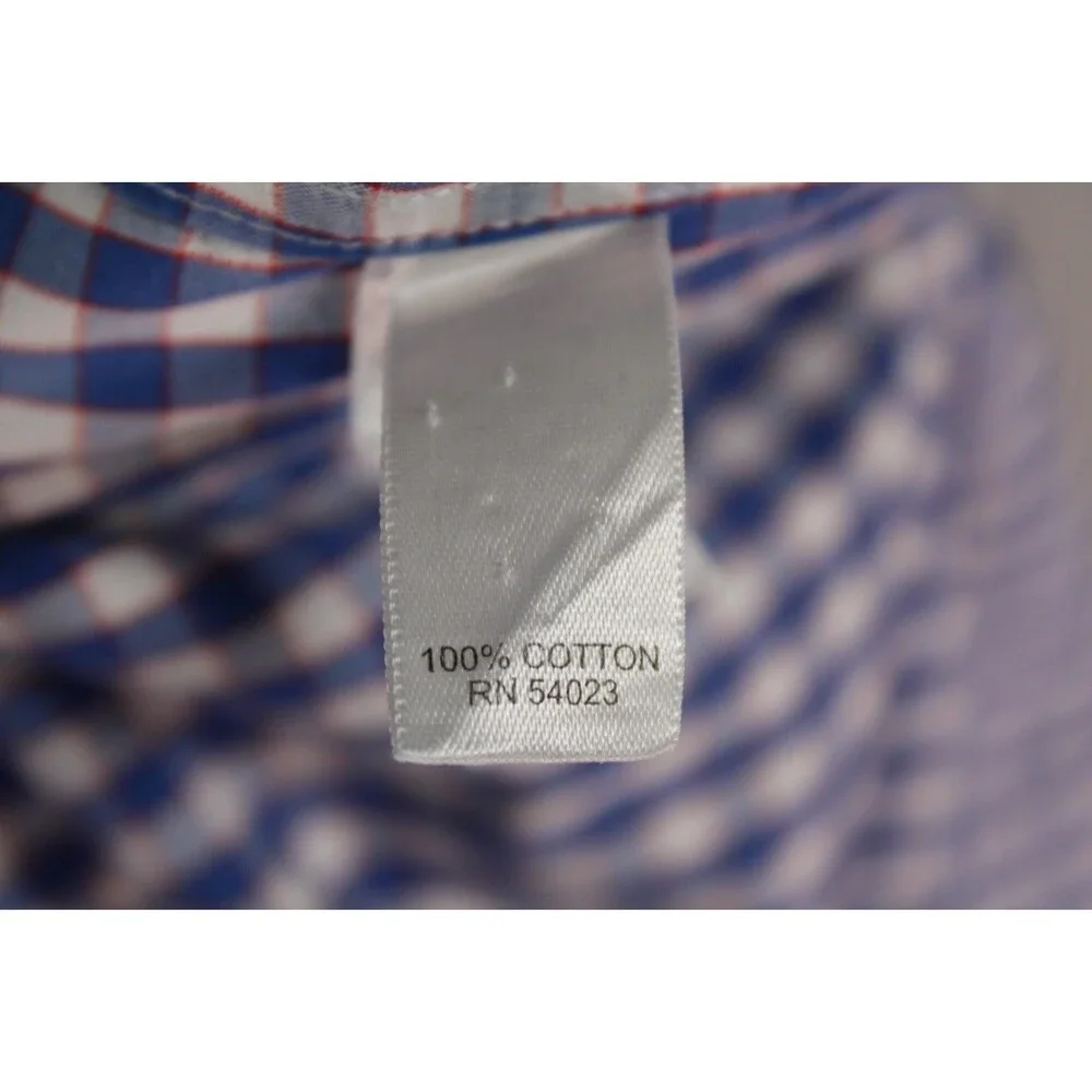 Banana Republic Non-Iron Slim Fit Shirt Blue Check Plaid Men's 15-15.5 Cotton